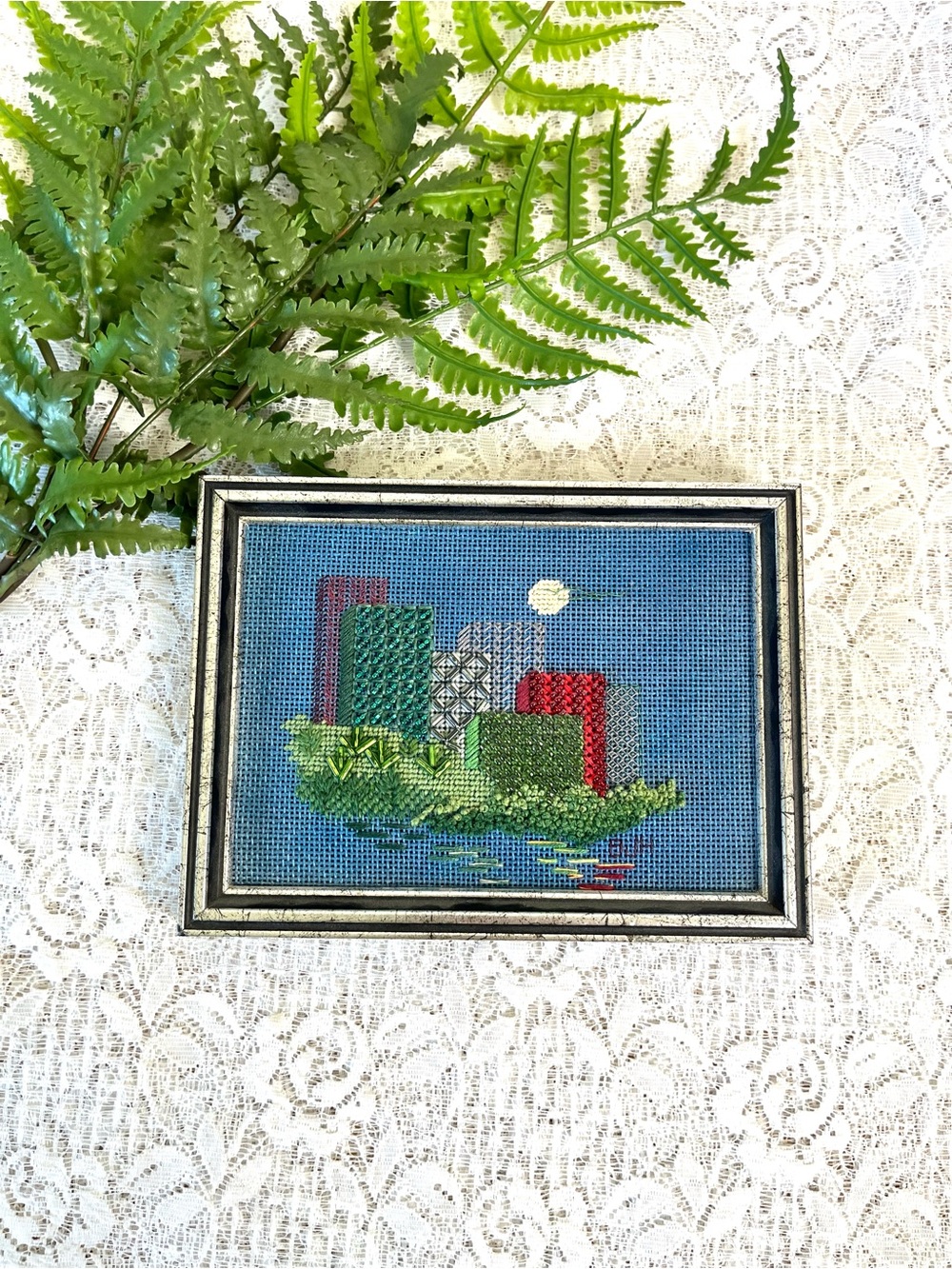 Vintage 1991 Shining City Joyce Hunter Beaded Embroidered Art
